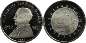 Europäische Münzen und Medaillen, Malta. Alfonso Maria Galea. 2 Pounds 1975, Silber. 0.31 OZ. KM 31. Stempelglanz