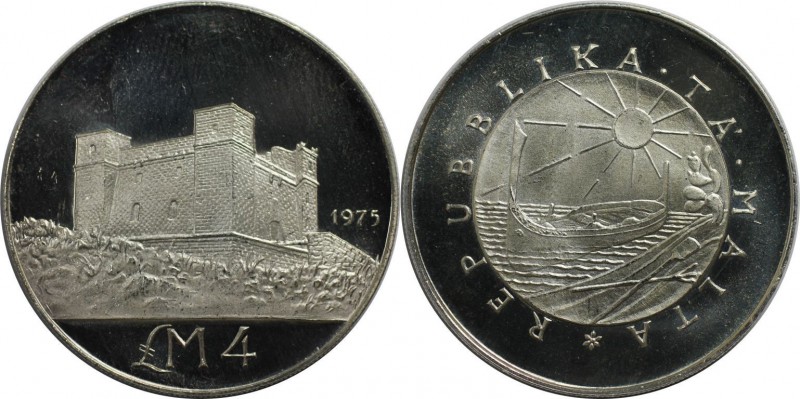 Europäische Münzen und Medaillen, Malta. St. Agatha auf Gammieh. 4 Pounds 1975, ...