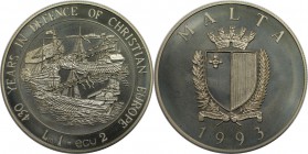 Europäische Münzen und Medaillen, Malta. Verteidigung Europas - Segelschiffe. 1 Lira (2 Ecu) 1993, Kupfer-Nickel. KM 103. Stempelglanz