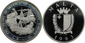 Europäische Münzen und Medaillen, Malta. Galea Bason. 5 Liri (10 Ecu) 1993, Silber. 0.74 OZ. KM 104. Polierte Platte