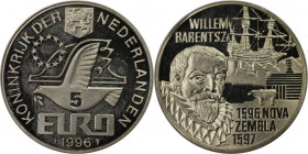 Europäische Münzen und Medaillen, Niederlande / Netherlands. Willem Barentsz. Medaille "5 Euro" 1996, Kupfer-Nickel. Vorzüglich-stempelglanz