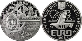 Europäische Münzen und Medaillen, Niederlande / Netherlands. Maarten Harpertsz Tromp, 1598-1653. Medaille "50 Euro" 1998, Silber. Polierte Platte