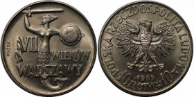 Europäische Münzen und Medaillen, Polen / Poland. VII Wiekow Warszawy. 10 Zloty 1965 Proba, Kupfer-Nickel. KM Pr131. Stempelglanz