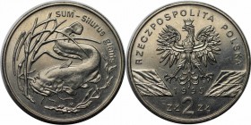 Europäische Münzen und Medaillen, Polen / Poland. Catfish. 2 Zloty 1995, Kupfer-Nickel. KM Y#289. Stempelglanz, Haarkratzer