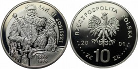 Europäische Münzen und Medaillen, Polen / Poland. Jan III. Sobiski. 10 Zloty 2001, Silber. 0.42 OZ. KM Y#458. Polierte Platte