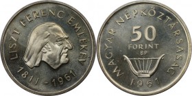 Europäische Münzen und Medaillen, Ungarn / Hungary. 150. Geburtstag von Franz Liszt, Musiker. 50 Forint 1961 BP, Silber. 0.49 OZ. KM 559. Polierte Pla...