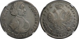 Russische Münzen und Medaillen, Peter I. (1699-1725). 1/2 Rubel (Poltina) 1710. Silber. Bitkin 577(R-1). NGC F-12