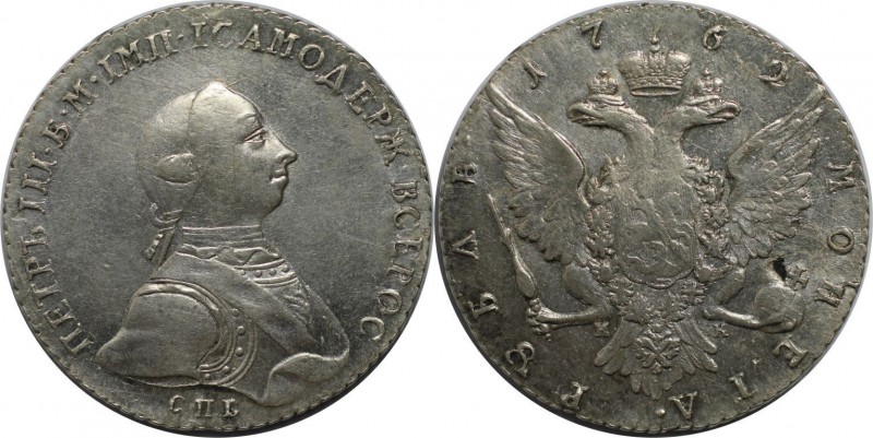 Russische Münzen und Medaillen, Peter III (1762-1762). Rubel 1762, Silber. Fast ...
