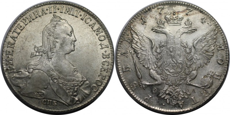 Russische Münzen und Medaillen, Katharina II (1762-1796). Rubel 1774 SPB OL, Sil...
