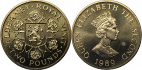 Weltmünzen und Medaillen, Alderney. Royal Visit. 2 Pounds 1989, Kupfer-Nickel. KM 1. Stempelglanz