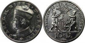 Weltmünzen und Medaillen, Andorra. Joan D.M. Bisbe d'Urgell. 10 Diners 1984, Silber. 0.23 OZ. KM 17. Stempelglanz