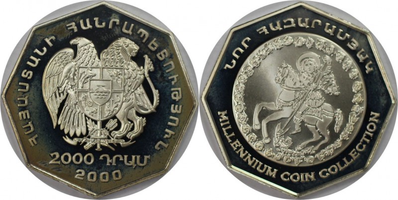 Weltmünzen und Medaillen, Armenien / Armenia. Millennium. Silberklippe zu 2000 D...