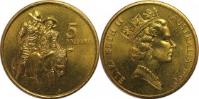 Weltmünzen und Medaillen, Australien / Australia. ANZAC. 5 Dollars 1990, Aluminium-Bronze. KM 134. Stempelglanz