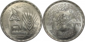 Weltmünzen und Medaillen, Ägypten / Egypt. Serie: F.A.O. - Osiris. 1 Pound 1976, Silber. 0.35 OZ. KM 453. Stempelglanz