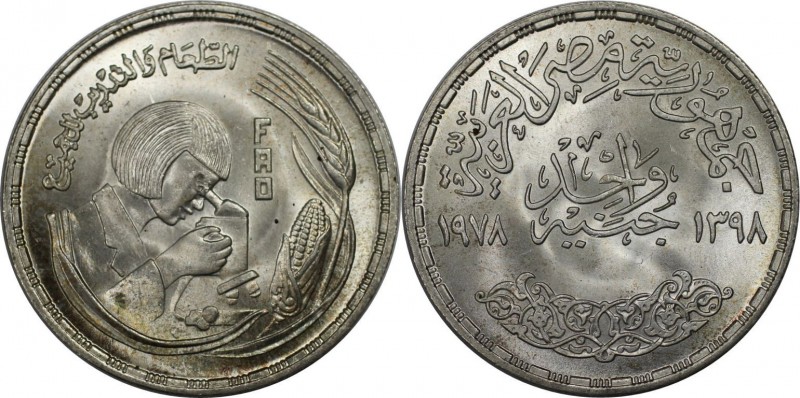 Weltmünzen und Medaillen, Ägypten / Egypt. Serie: F.A.O. Frau mit Microskop. 1 P...