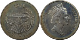 Weltmünzen und Medaillen, Bermuda. Kreuzfahrtschiff Tourismus. 1 Dollar 1985, Kupfer-Nickel. KM 1985. Stempelglanz
