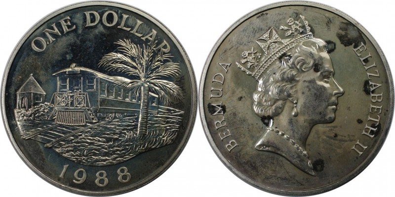Weltmünzen und Medaillen, Bermuda. Eisenbahn. 1 Dollar 1988, Kupfer-Nickel. KM 5...