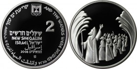 Weltmünzen und Medaillen , Israel. Moses teilt das Rote Meer. 2 New Sheqalim 2008, Silber. 0.86 OZ. KM 448. PCGS PR70DCAM Auflage nur 1800 Stück