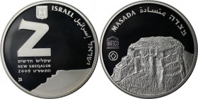 Weltmünzen und Medaillen, Israel. Masada - Weltkulturerbe. 2 New Sheqalim 2009, Silber. 0.86 OZ. KM 454. PCGS PR69DCAM Auflage nur 1037 Stück
