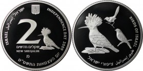 Weltmünzen und Medaillen, Israel. Vogelwelt Israel (Wiedehort, Goldfink, Rohrsänger). 2 New Sheqalim 2009, Silber. 0.86 OZ. KM 457. PCGS PR70DCAM Aufl...