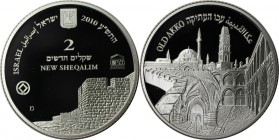 Weltmünzen und Medaillen, Israel. Stadtansicht von Akko. 2 New Sheqalim 2010, Silber. 0.86 OZ. KM 469. PCGS PR70DCAM
