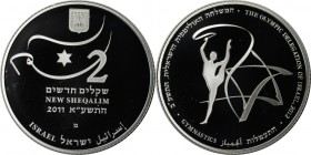Weltmünzen und Medaillen , Israel. Gymnastics Olympische Delegation für London 2012. 2 New Sheqalim 2011, 0.86 OZ. Silber. KM 485. PCGS PR68DCAM Aufla...