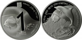 Weltmünzen und Medaillen , Israel. Korallenriff vor Eilat. 1 New Sheqel 2012, 0.43 OZ. Silber. KM 504. Proof Like