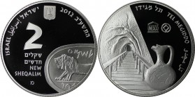 Weltmünzen und Medaillen , Israel. Tel Megiddo - Unesco Weltkulturerbe. 2 New Sheqalim 2012, 0.86 OZ. Silber. KM 493. PCGS PR70DCAM Auflage nur 2800 S...