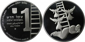 Weltmünzen und Medaillen , Israel. Biblische Geschichte - Jakobs Traum. 1 New Sheqel 2014, 0.43 OZ. Silber. Proof Like