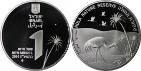 Weltmünzen und Medaillen , Israel. Hula Naturreservat Unesco. 1 New Sheqel 2014, 0.43 OZ. Silber. Proof Like
