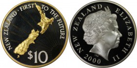 Weltmünzen und Medaillen , Kiribati. Millennium.10 Dollars 1999-2000, Silber, vergoldet. KM 122. Polierte Platte