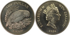 Weltmünzen und Medaillen, Neuseeland / New Zealand. 1 Dollar 1986, Kupfer-Nickel. KM 57. Stempelglanz