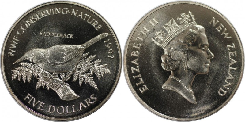 Weltmünzen und Medaillen, Neuseeland / New Zealand. 5 Dollars 1997, Kupfer-Nicke...