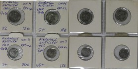 Weltmünzen und Medaillen , Niederländische Antillen / Netherlands Antilles, Lots und Sammlungen. 2 х 1/4 Gulden 1963,1970, 2 х 1/10 Gulden 1959,1963. ...
