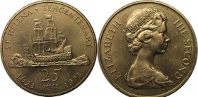 Weltmünzen und Medaillen, Saint Helena island. Segelschiff. 25 Pence (Crown) 1973, Kupfer-Nickel. KM 5. Stempelglanz