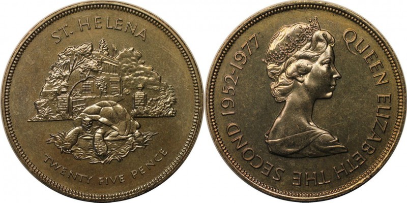 Weltmünzen und Medaillen, Saint Helena island. Schildkröte. 25 Pence (Crown) 197...