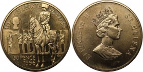 Weltmünzen und Medaillen, Saint Helena island. 70. Geburtstag von Königin Elizabeth II. 50 Pence 1996, Kupfer-Nickel. KM 15. Stempelglanz