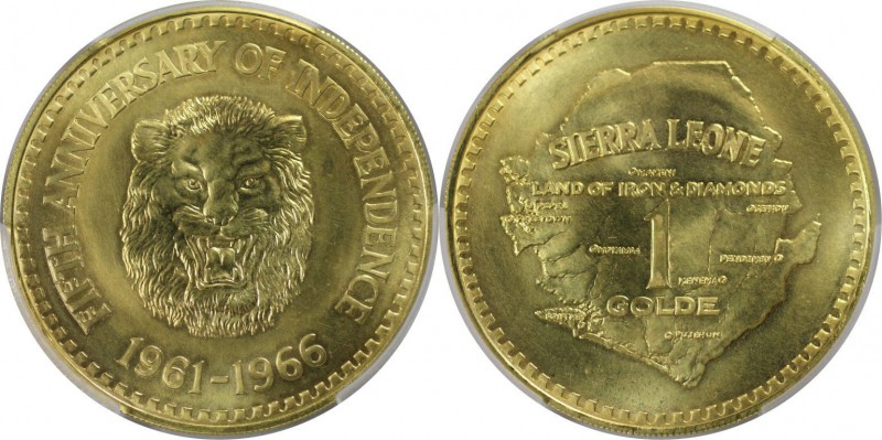 Weltmünzen und Medaillen, Sierra Leone. 5. Jahrestag der Unabhängigkeit. 1 Golde...