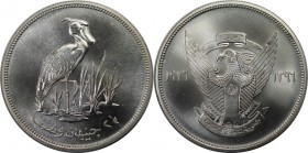 Weltmünzen und Medaillen, Sudan. Schuhschnabel Vogel. 2-1/2 Pounds 1976, Silber. 0.84 OZ. KM 70. Stempelglanz