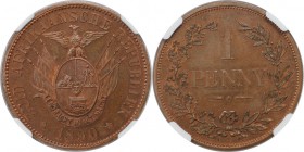 Weltmünzen und Medaillen, Südafrika / South Africa. Penny 1890 V, Bronze. NGC MS-64 RB