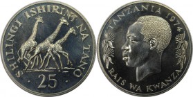 Weltmünzen und Medaillen, Tansania / Tanzania. 25 Shilingi 1974, Silber. 0.41OZ. Stempelglanz