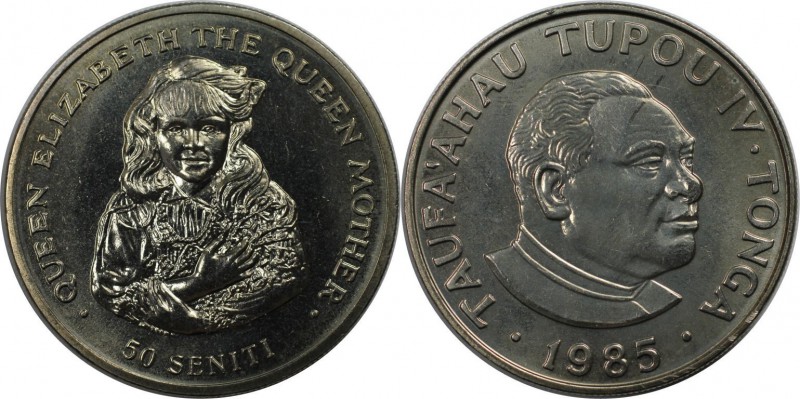 Weltmünzen und Medaillen, Tonga. 50 Seniti 1985, Kupfer-Nickel. KM 98. Stempelgl...