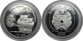 Weltmünzen und Medaillen, Tonga. ABEL TASMAN DE HEEMSKERCK. 1 Pa'anga 2005, Silber. 0.84 OZ. KM 219. Polierte Platte, in Münzkapsel
