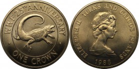 Weltmünzen und Medaillen, Turks und Caicos Inseln / Turks and Caicos Islands. 1 Crown 1988, Kupfer-Nickel. KM 64. Stempelglanz