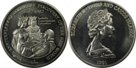 Weltmünzen und Medaillen, Turks und Caicos Inseln / Turks and Caicos Islands. 5 Crown 1991, Kupfer-Nickel. KM 75. Stempelglanz