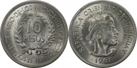Weltmünzen und Medaillen, Uruguay. Revolution gegen Spanien. 10 Pesos 1961, Silber. 0.36 OZ. KM 43. Stempelglanz