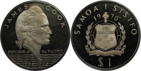 Weltmünzen und Medaillen, Western Samoa. 200. Jahrestag der Reisen von James Cook. 1 Tala 1970, Kupfer-Nickel. KM #9. Polierte Platte