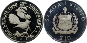 Weltmünzen und Medaillen, Western Samoa. 25 Jahre WWF - Samoa-Flächenbschwanz. 10 Tala 1986, Silber. 0.94 OZ. KM 72. Polierte Platte