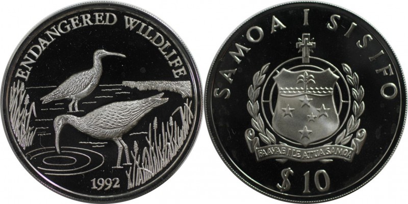 Weltmünzen und Medaillen, Western Samoa. Vögel. 10 Tala 1992, Silber. 0.93 OZ. K...