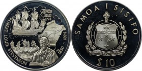 Weltmünzen und Medaillen, Western Samoa. Robert Louis Stevenson. 10 Tala 1994, Silber. 0.93 OZ. KM 121. Polierte Platte